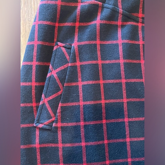 J Jill Womens A Line Skirt Black/Red Windowpane Stretch Mini Faux Wrap XL - Picture 2 of 6